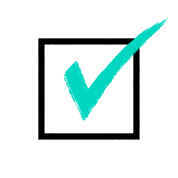 Realistic Representation icon - Gives a fuller, more accurate depiction of the space. - A minimalist design featuring a check mark inside a box, using the colors of the icapture.gr logo. The colors reflect the aesthetic of Mykonos, Syros, and Paros, with shades of blue, white, and accent tones associated with the Cyclades. The check mark is bold and clear, and the overall design is simple yet vibrant.
